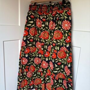 Evereve Black and Red Maxi A-line Skirt